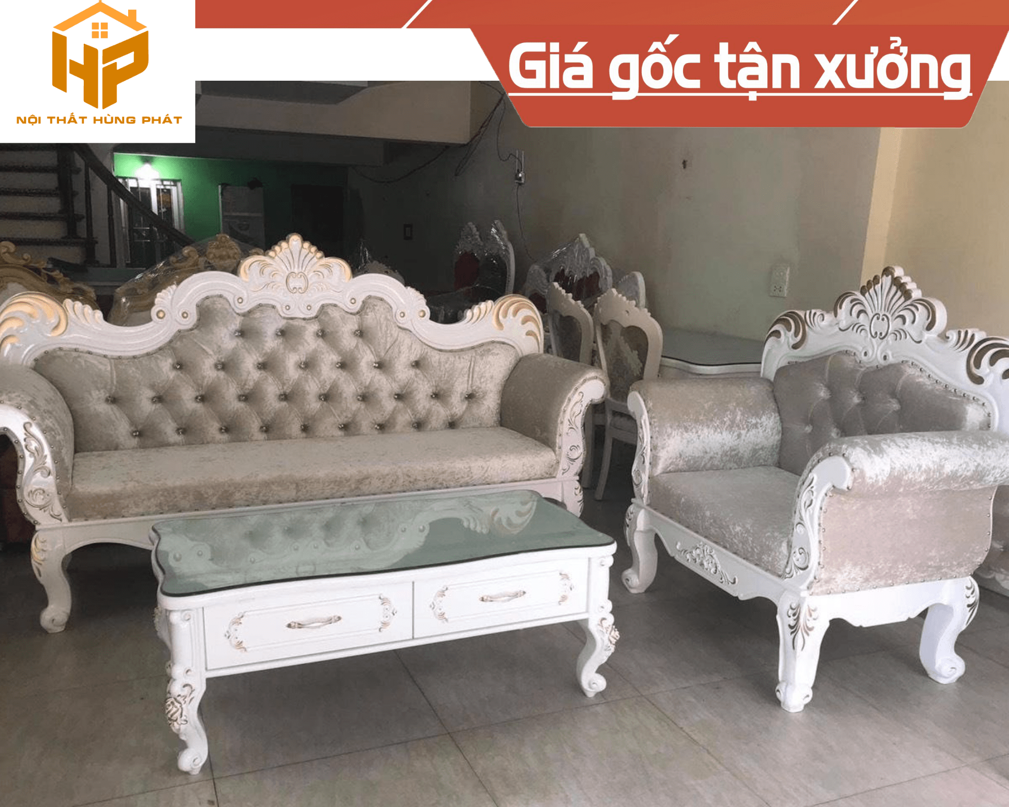 Sofa Tân Cổ Điển khung gỗ