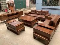 Bộ ghế Sofa hộp 2 văng gỗ sồi