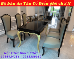 Bàn ăn Tân Cổ Điển mẫu ghế chữ X