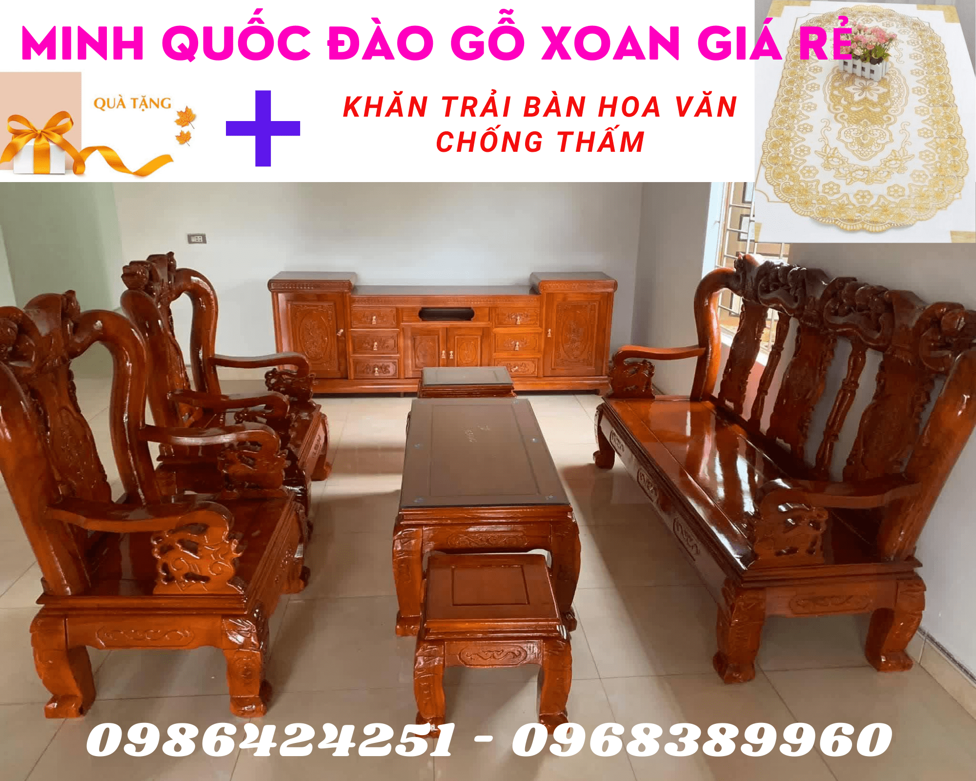 Bộ bàn ghế Minh Quốc Đào gỗ xoan