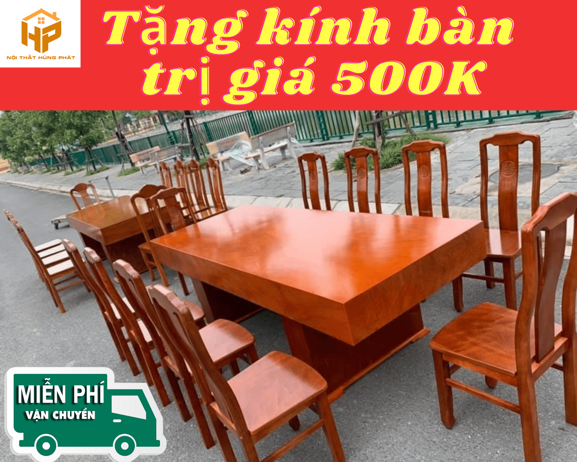 Bộ bàn ăn 10 ghế mặt giả nguyên khối