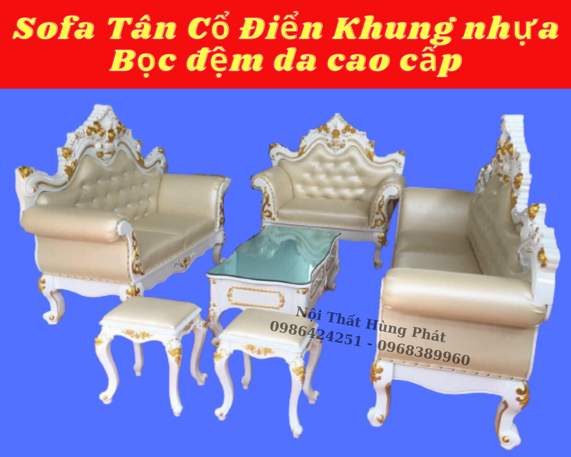 Sofa Tân Cổ Điển khung nhựa đúc nhập khẩu