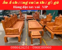 Bộ bàn ghế Âu Á Hộp Cuốn Thư gỗ gõ đỏ