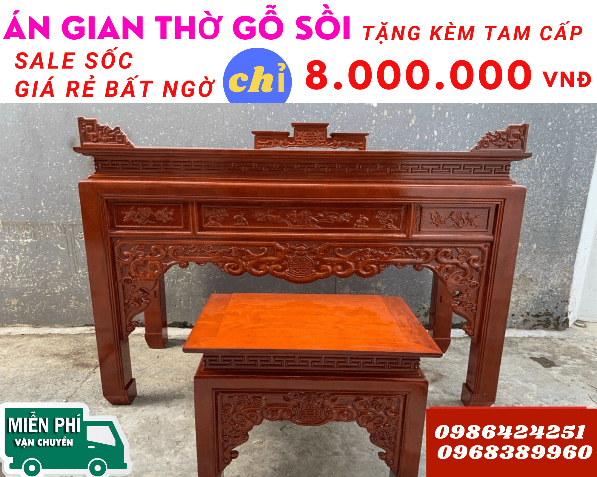 Án gian thờ gỗ sồi nga