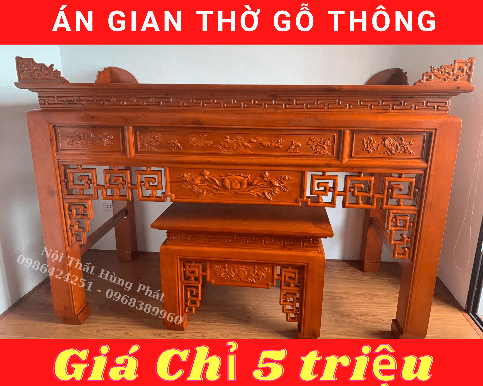 Án gian thờ gỗ thông đức nhập khẩu