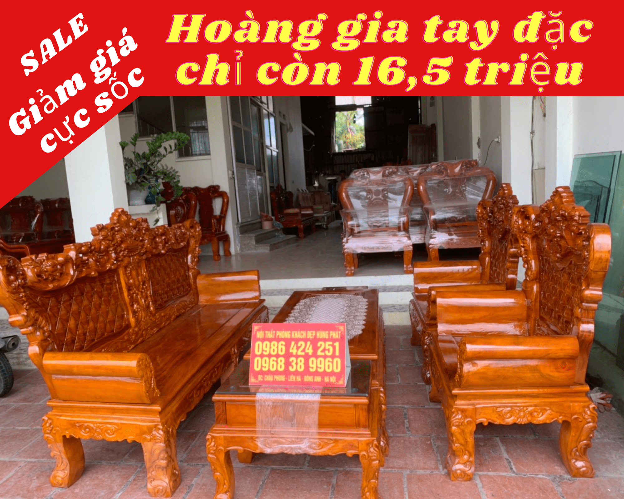 Bộ bàn ghế Hoàng Gia gỗ xà cừ