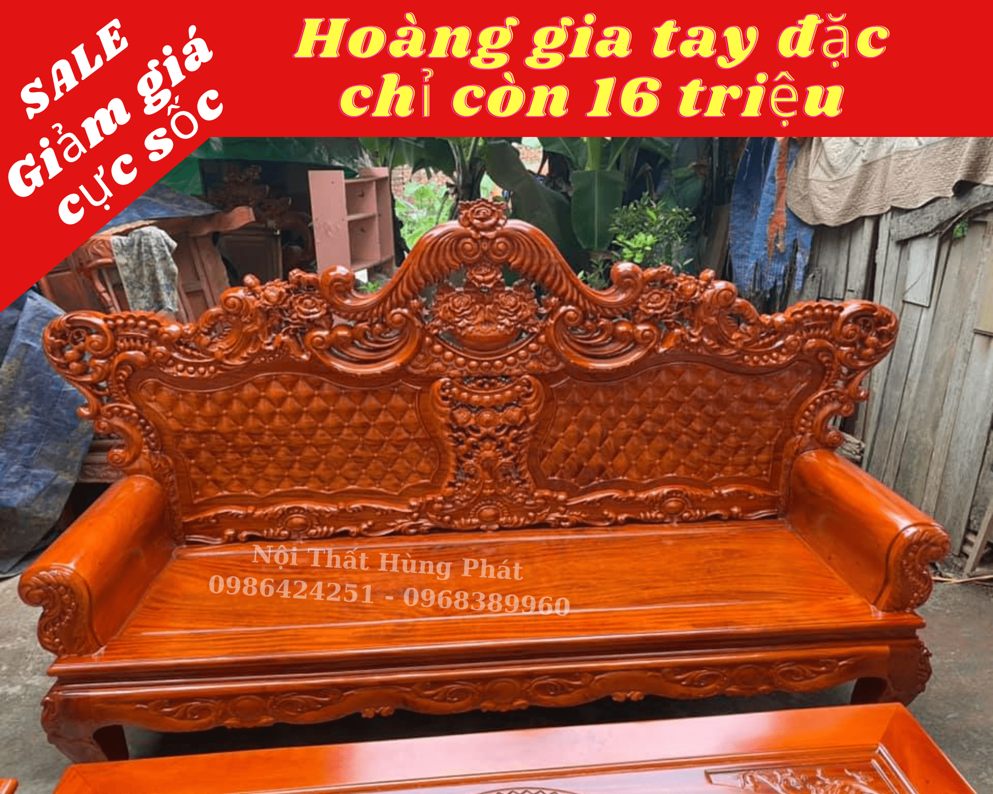 Bộ bàn ghế Hoàng Gia gỗ xà cừ