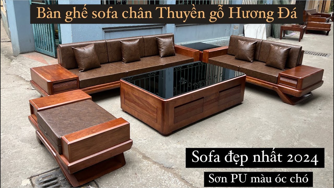 Sofa chân thuyền gỗ hương đá