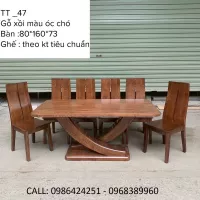 Bộ bàn ăn gỗ sồi chân chữ X sang trọng