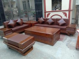 Sofa chân thuyền gỗ sồi kèm đệm cao cấp