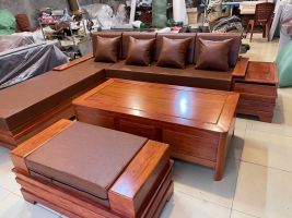 Sofa góc liền gỗ hương đá