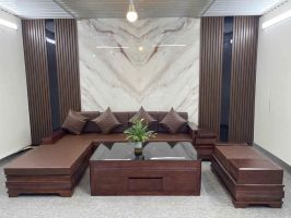 Sofa góc liền chân pháo gỗ sồi giá rẻ