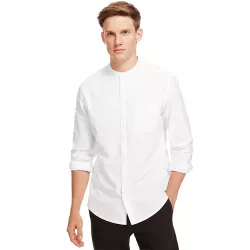 Pure Cotton Tailored Fit Granddad Collar Oxford Shirt