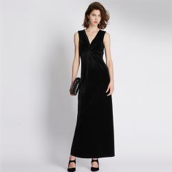 Twisted Front Velvet Maxi Dress with Secret Slimming™