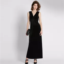 Twisted Front Velvet Maxi Dress with Secret Slimming™