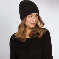 Pure Cashmere Ribbed Beanie Hat