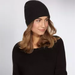 Pure Cashmere Ribbed Beanie Hat