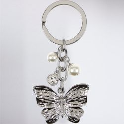 Diamanté Butterfly Keyring