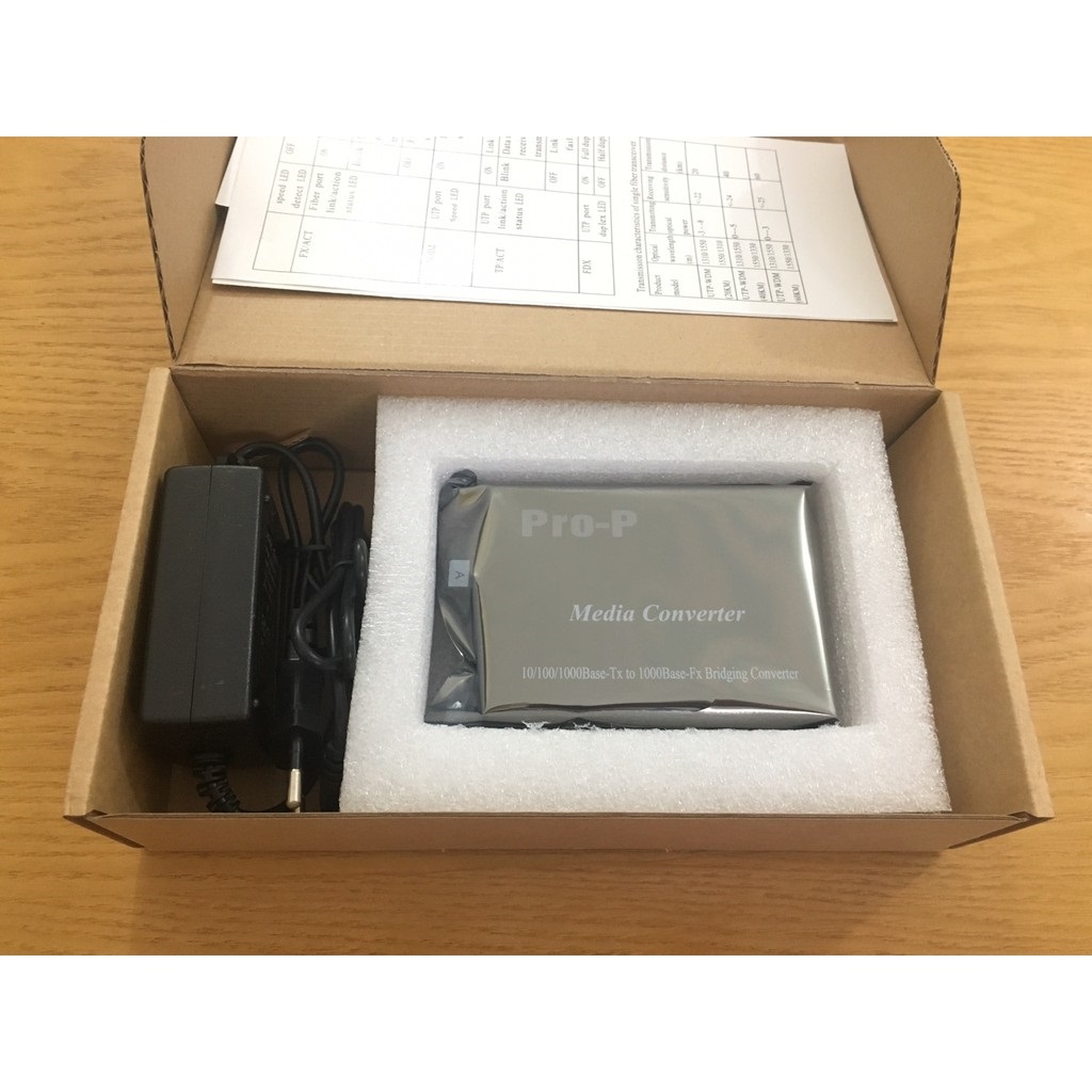 PRO-214S-20A Media converter 10/100/1000 Base-Tx to Base-Fx, 20km