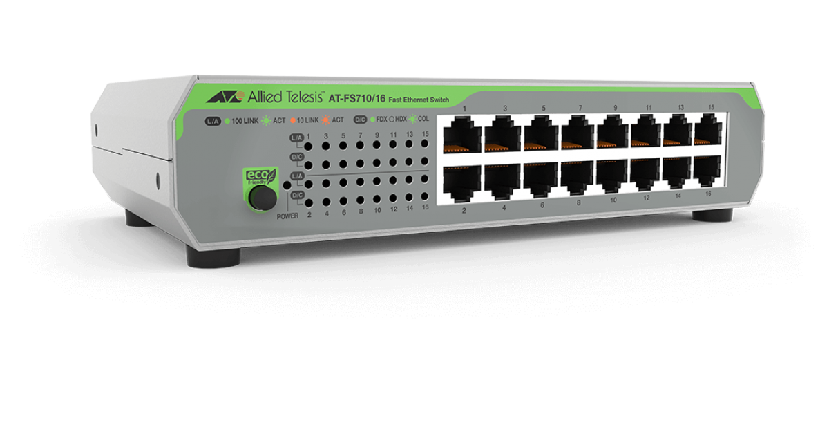 AT-FS710/16 Allied Telesis 16-port 10/100TX unmanaged switch.