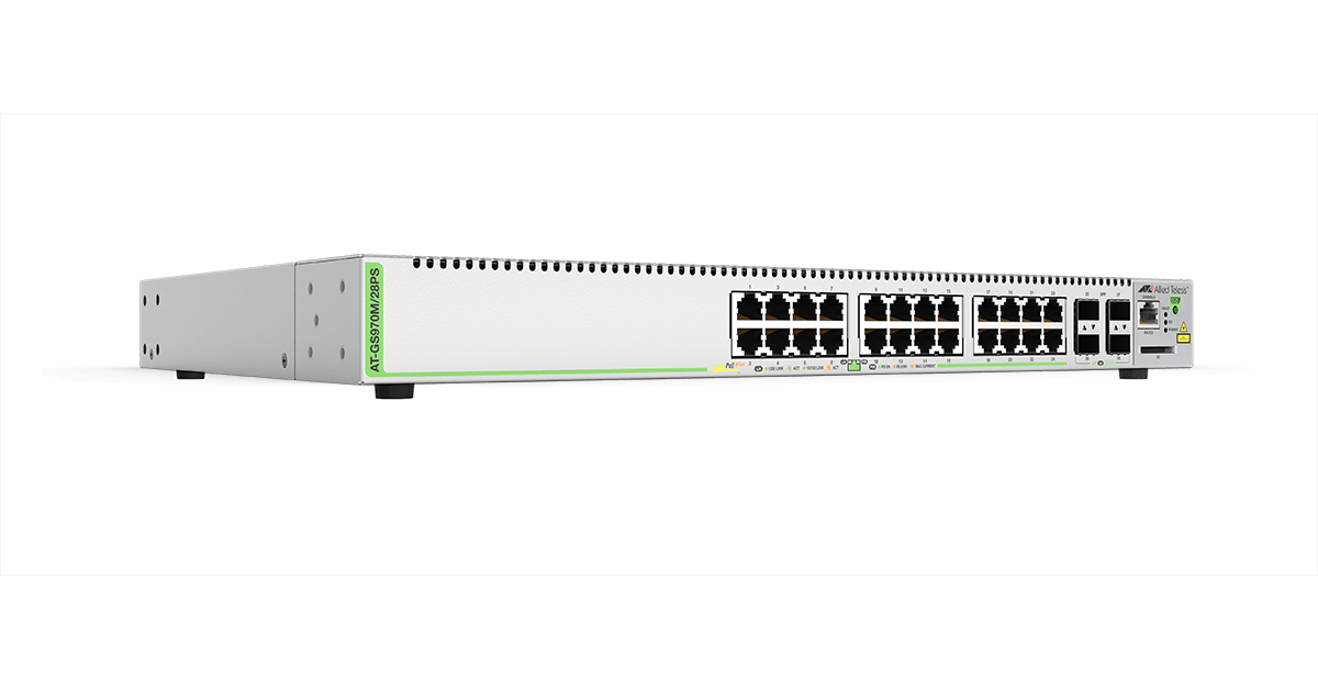 AT-GS970M/28PS Switch Allied Telesis 24 Ports PoE+ 370W, 4 x 100/1000X SFP ports
