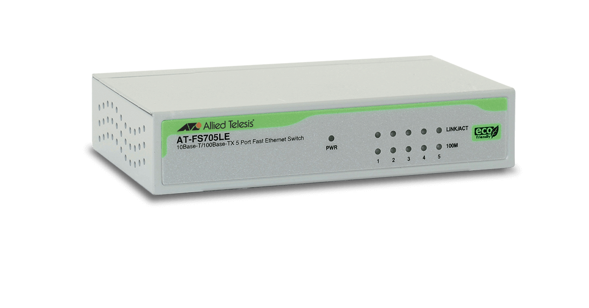 AT-FS705LE Allied Telesis 5-port 10/100TX low power unmanaged switch.