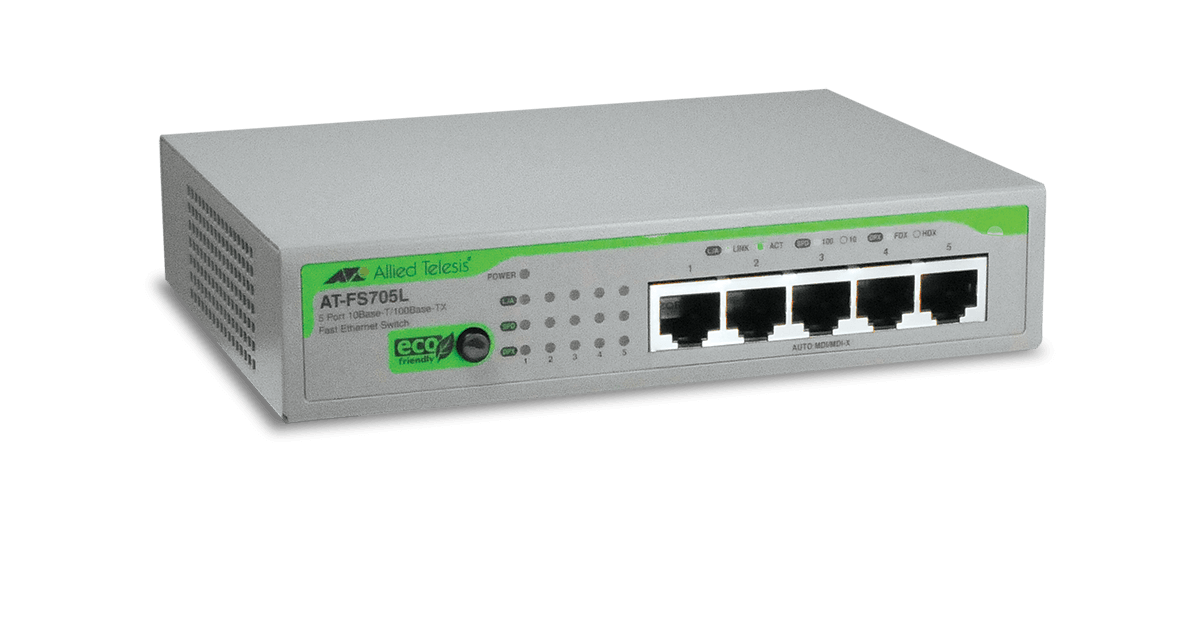 AT-FS705L Allied Telesis 5-port 10/100TX unmanaged switch.