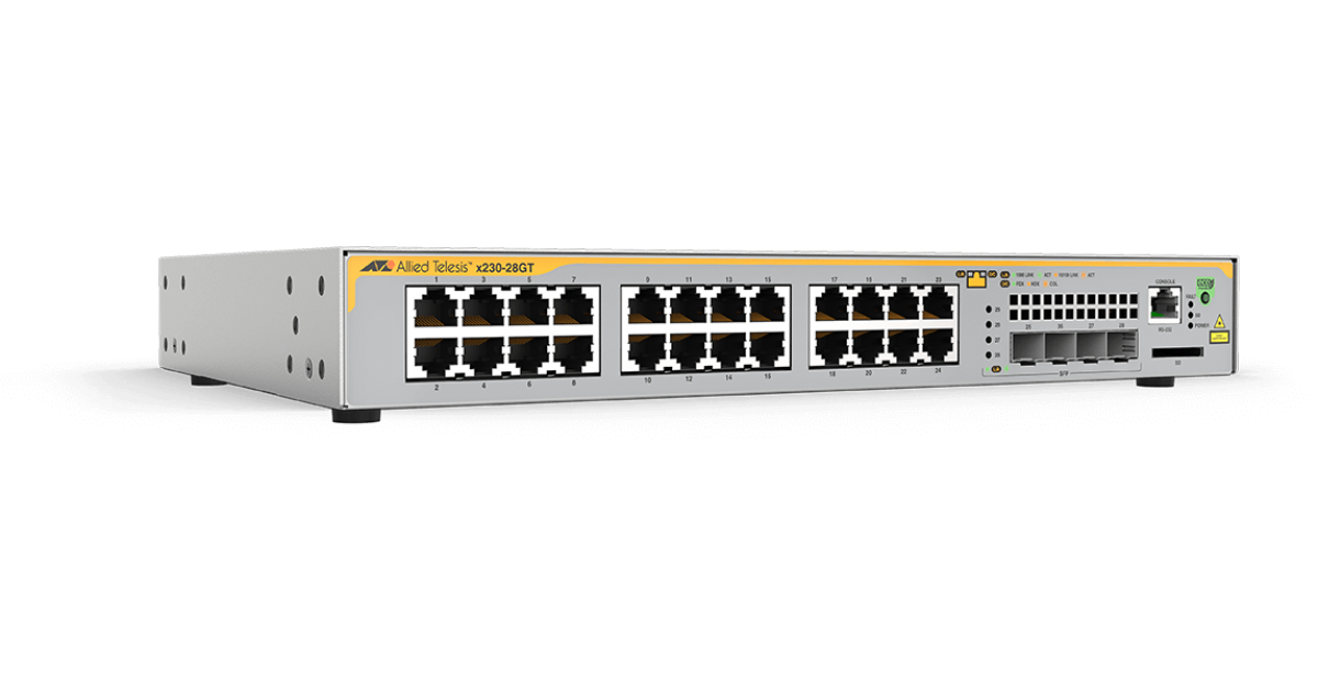 AT-x230-28GT Allied Telesis Switch 24 x 10/100/1000T ports Layer 3, 4 x 100/1000X SFP ports