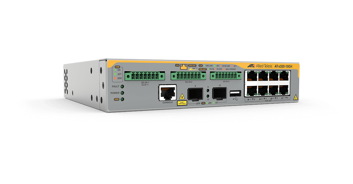 AT-x320-10GH Switch Allied Telesis 8 Ports 10/100/1000T PoE++, 2 SFP Ports