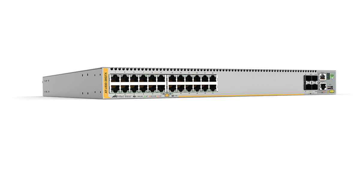 AT-x930-28GTX-00 Allied Telesis 24 Ports 10/100/1000T Stackable, 4 SFP+ Ports Uplink
