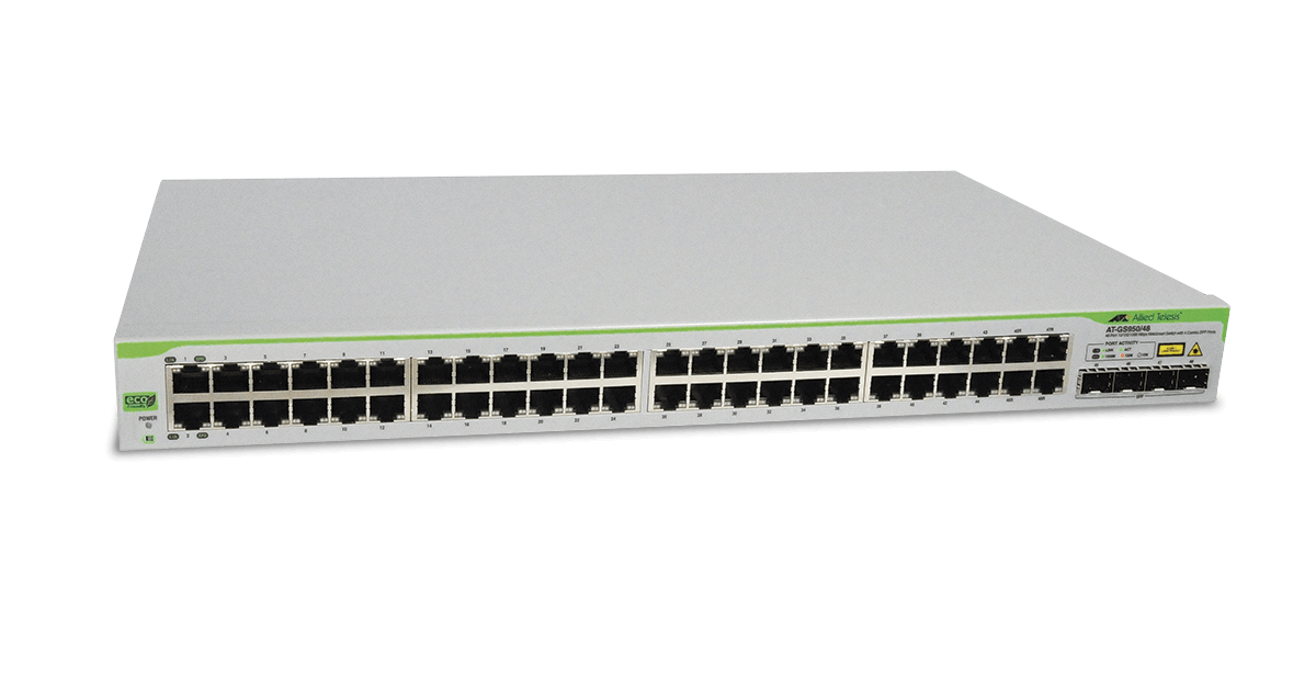 Switch Allied Telesis 48-port 10/100/1000T eco-friendly WebSmart switch with 4 SFP combo ports