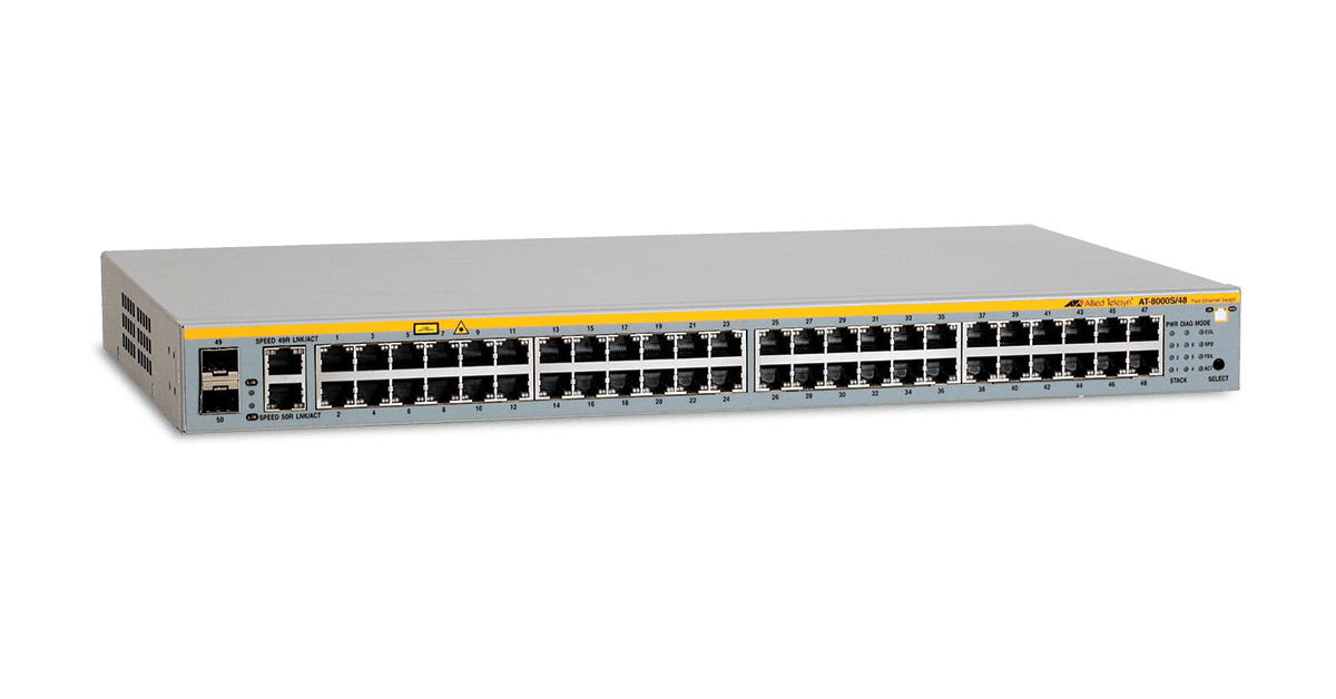 AT-8000S/48 Allied Telesis 48-port stackable 10/100TX Layer 2 switch.