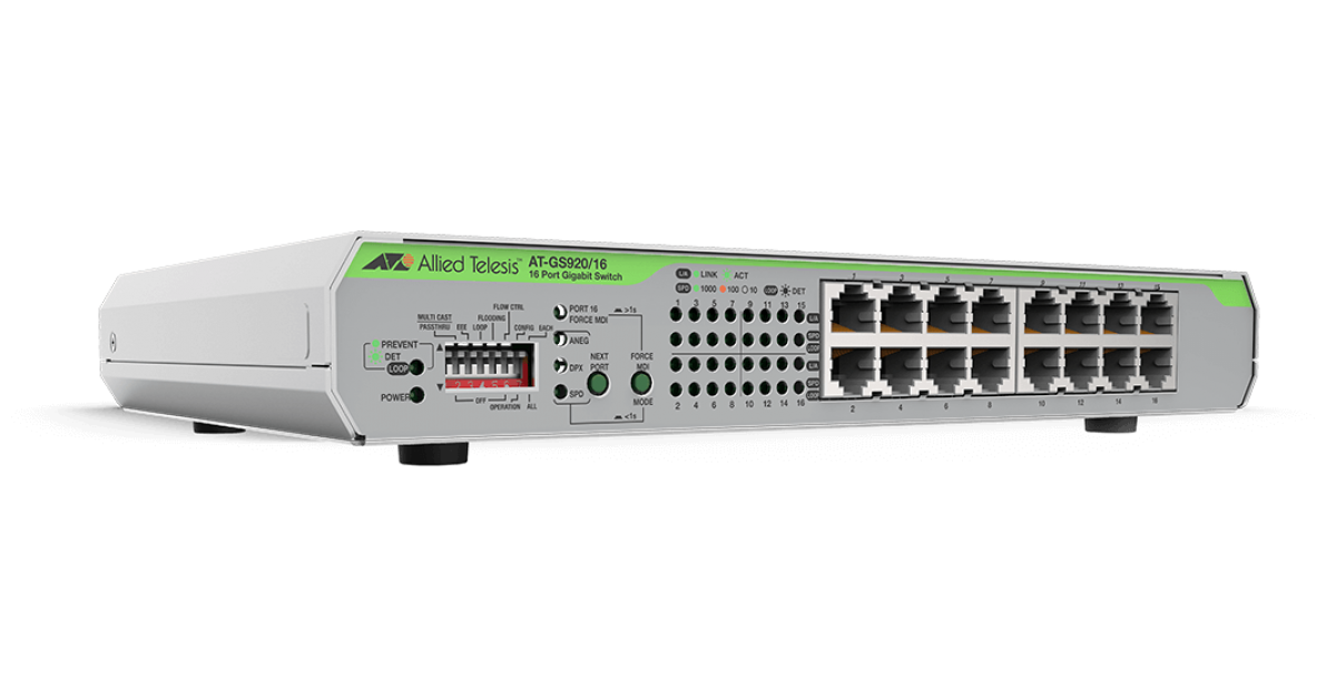 AT-GS920/16 Allied Telesis 16 Ports 10/100/1000T Unmanaged Switch
