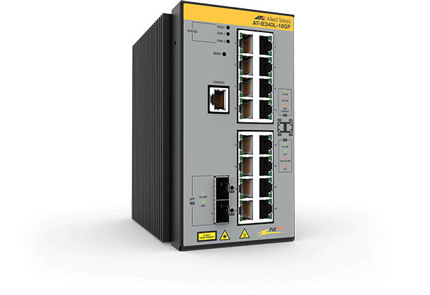 AT-IE340L-18GP-80 Allied Telesis 16 Ports PoE+, 2x 1000X SFP, Industrial Ethernet, Layer 3 Switch