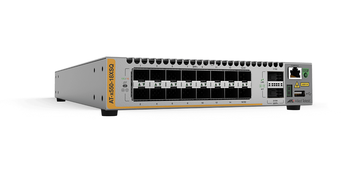 AT-x550-18XSQ Switch Quang Allied Telesis 16 Ports 1G/10G SFP+ stackable, 2 QSFP ports
