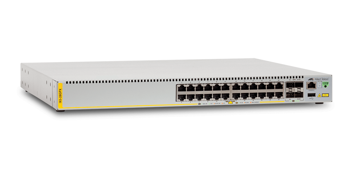 AT-IX5-28GPX-00 Allied Telesis 24 Ports stackable PoE+ switch with 4 SFP+ ports