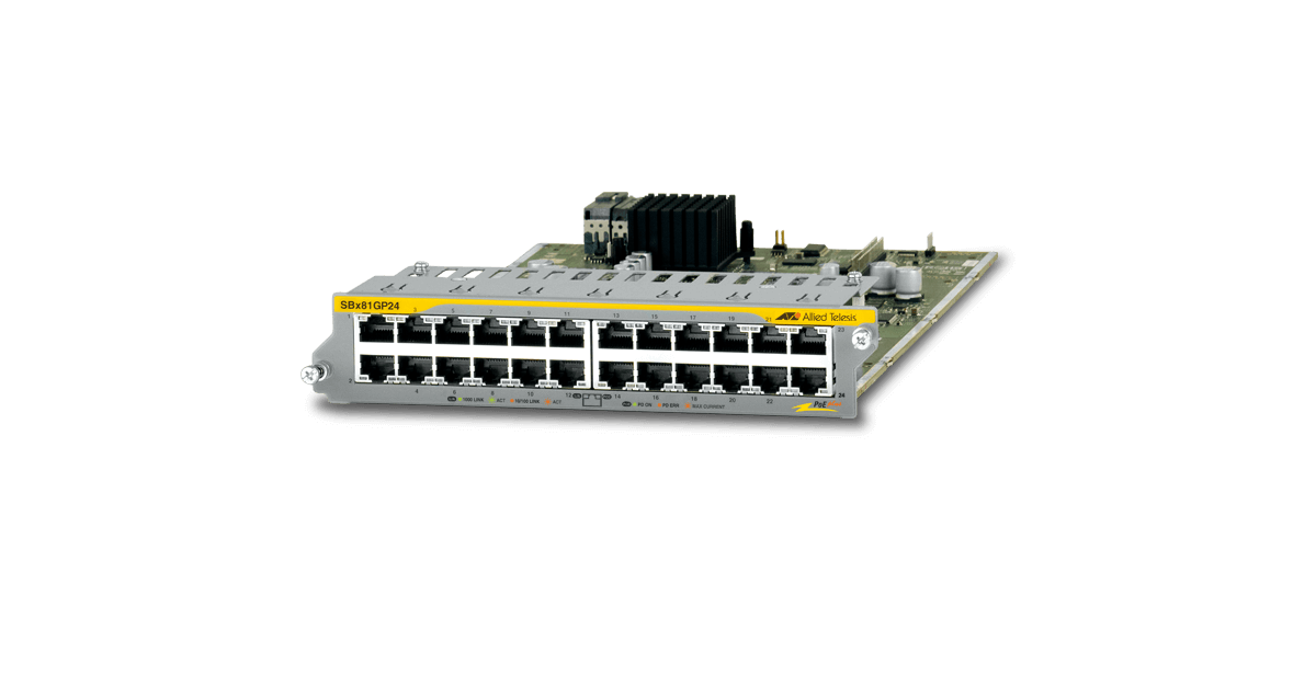 AT-SBx81GP24 Allied Telesis 24 Ports 10/100/1000T PoE+ Ethernet Line Card