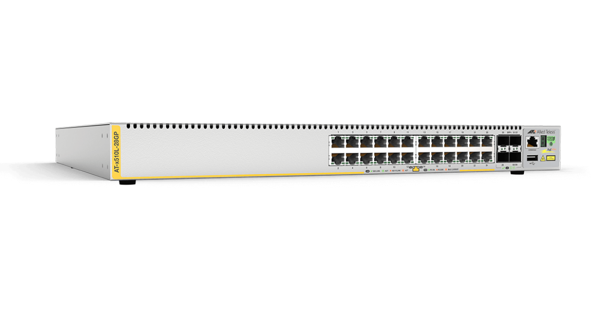 AT-x510L-28GP Switch Allied Telesis 24 Port GE PoE+ 185W with 4 SFP+ ports