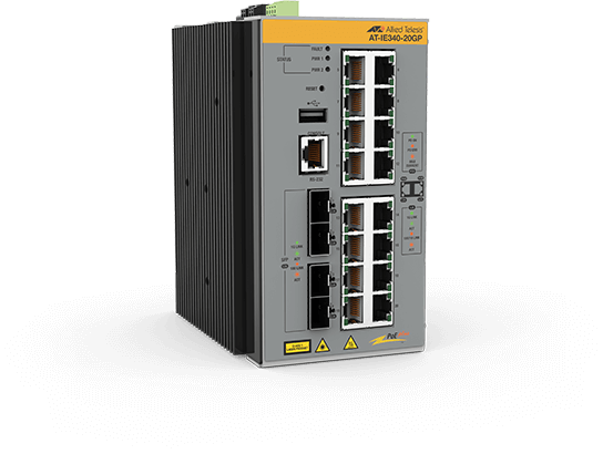 AT-IE340-20GP-80 Allied Telesis 16 Ports PoE+, 4 SFP Slot, Industrial Ethernet, Layer 3 Switch