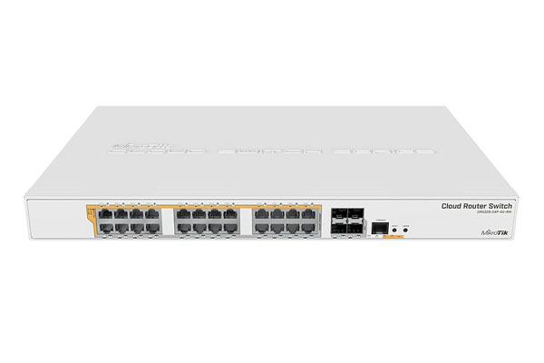 CRS328-24P-4S+RM MikroTik 24 port Gigabit Ethernet router/switch.
