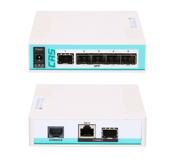 Switch Mikrotik CRS106-1C-5S 5x SFP , 1x Combo port, desktop case, RouterOS L5