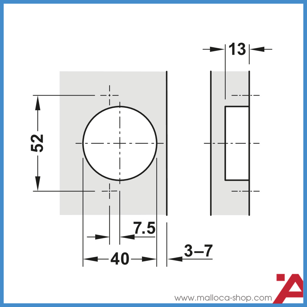 Bản Lề Trùm Ngoài Metalla A 95º Cho Cửa Dày Hafele 311.81.504