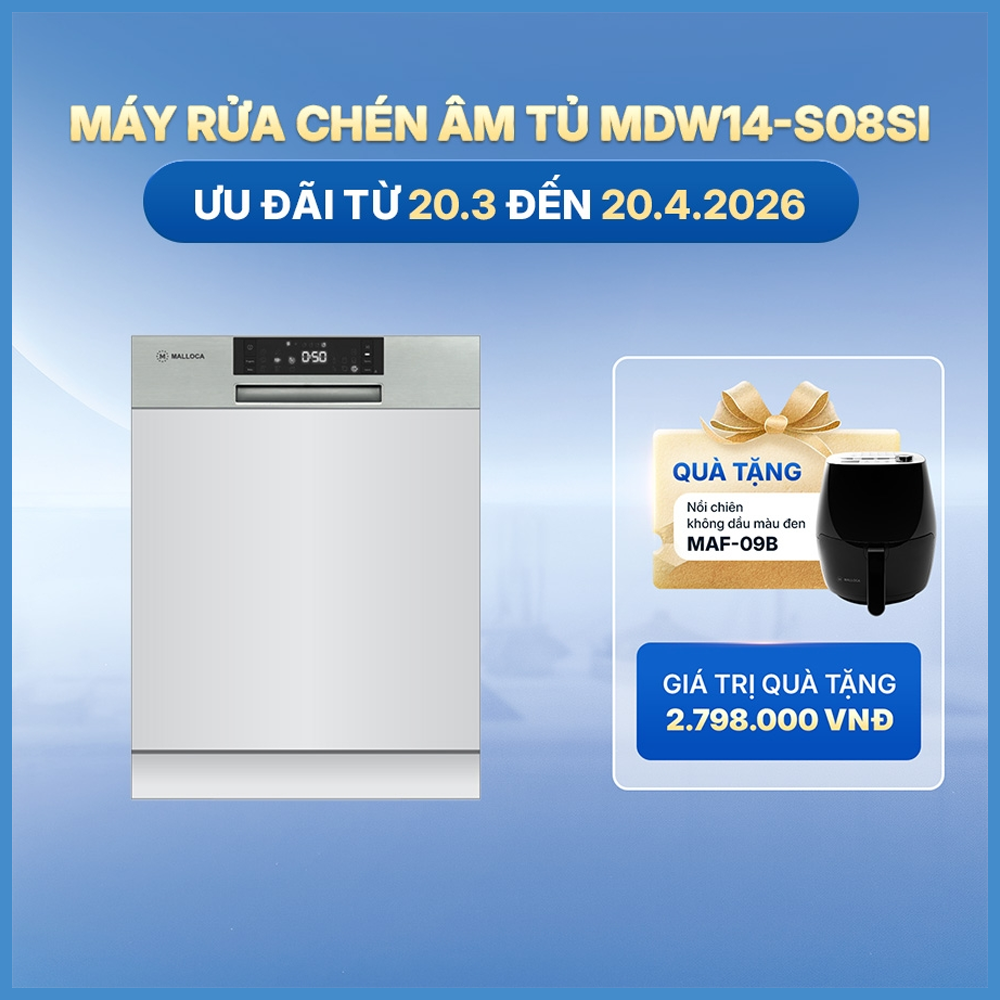 Máy Rửa Chén Bán Âm Malloca MDW14-S08SI