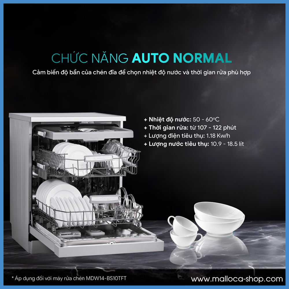 Máy Rửa Chén Độc Lập Malloca MDW14-BS10TFT