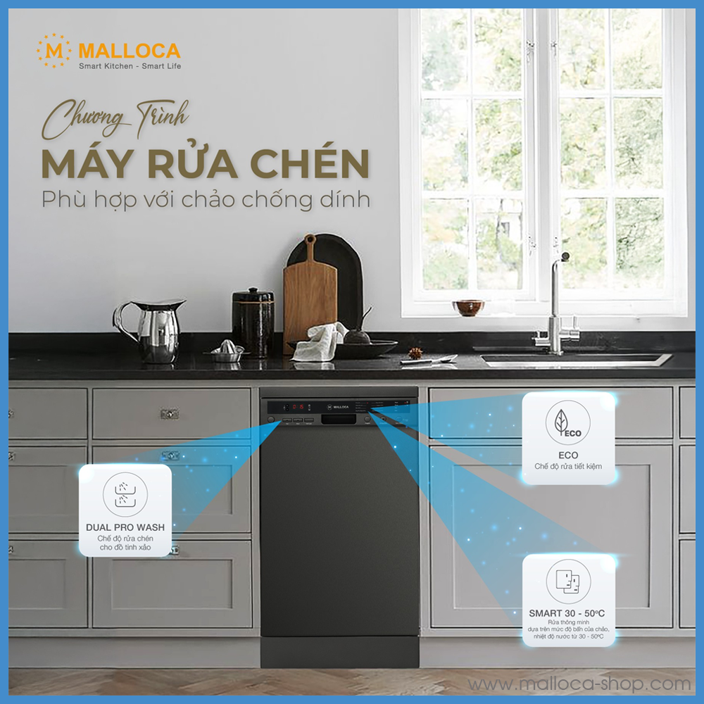 Máy Rửa Chén Độc Lập Malloca MDW10-BS08FS