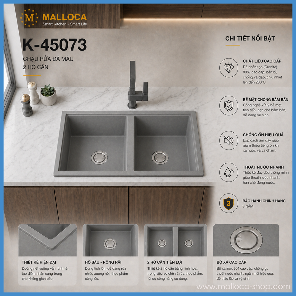 Chậu Rửa Malloca TITANIUM K-45073