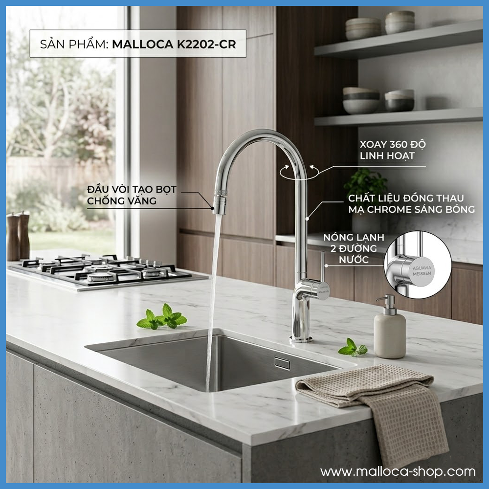 Vòi Rửa Chén Bát Inox Malloca K2202-CR