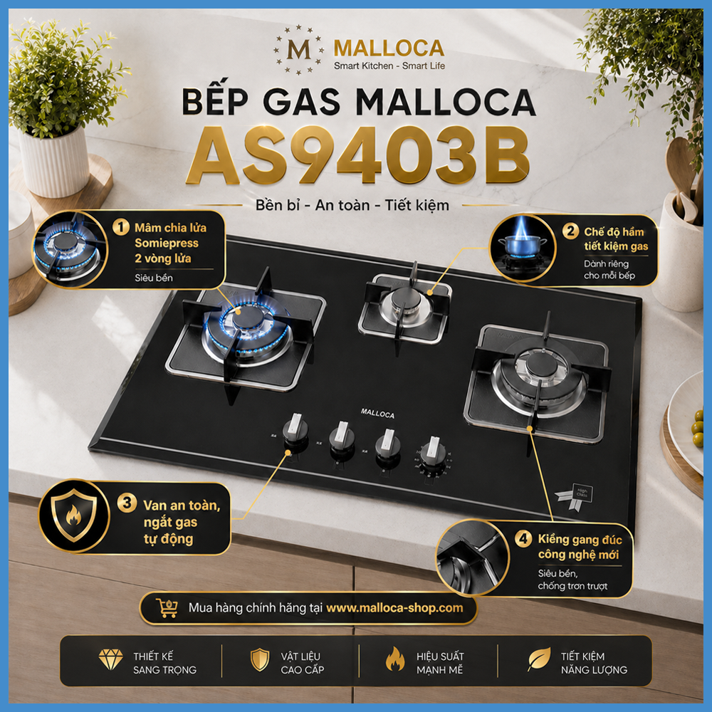 Bếp Gas Âm Malloca AS9403B