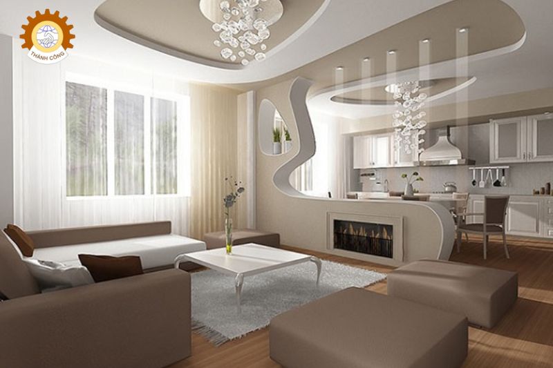 Tường thạch cao phòng khách