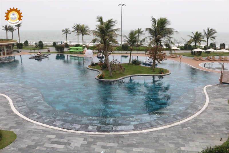 Đá lát bể bơi xanh Thanh Hóa mài